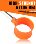 Telescopic Golf Ball Retriever With Pressure Activated Pickup showing orange nylon head and stainless steel shaft detail.