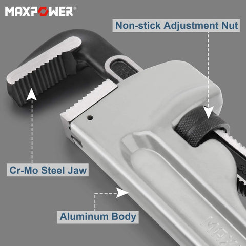 36 Inch Aluminum Pipe Wrench Heavy Duty Straight Pipe Wrench For Plumbing Pros Built To Last With Lightweight Design