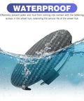 4 Pack Sick Wheel Center Caps With Glossy Carbon Pattern submerged in water, showcasing waterproof ABS material and design features.