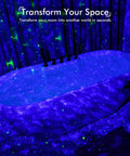 All In One Star Projector With Bluetooth Speaker, White Noise, Ocean Wave Night Light, and App Control illuminating a bathtub