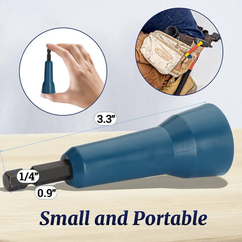 Close-up of a single tool from the Four Piece Wire Nut Twister Set for Drills With One Quarter Inch Chuck showing size and portability.
