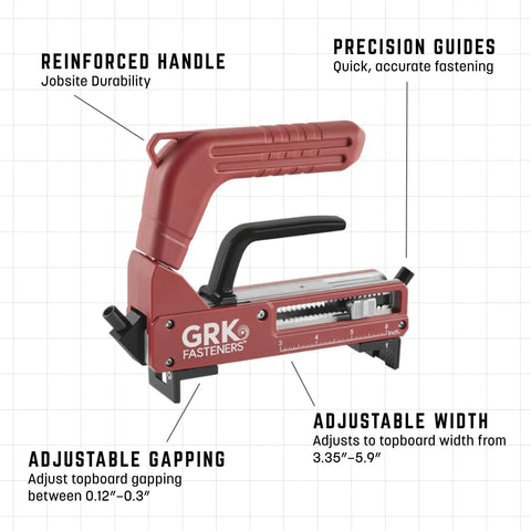 AnglePro Hidden Deck Fastening Tool with reinforced handle, precision guides, adjustable width and gapping for deck installation
