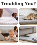 Non Slip Carpet Tape Kit 24 Pieces Edge Fixer to Stop Curling and Slippage used for pet and child safety on hardwood floors.