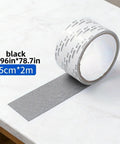Heavy Duty Fiberglass Screen Repair Tape With Ultra Strong Waterproof Adhesive on a table, 5cm by 2m dimensions, black
