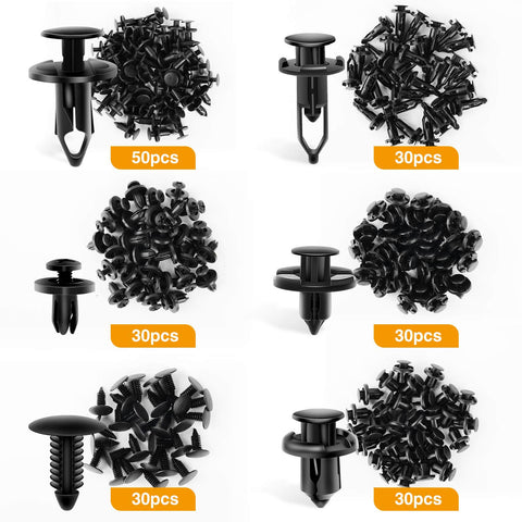 Universal Plastic Fender Clips Kit 200 Pcs Push Bumper Fasteners Rivet Clips With 6 Sizes Auto Body Repair Components