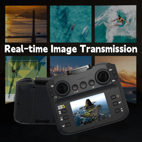 Foldable Quadcopter With LCD Screen Remote Control And Camera Brushless Motors Real Time Transmission WiFi Drone controller close-up