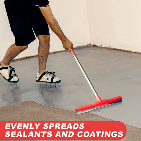Floor Squeegee Scrubber With Adjustable Detachable Stainless Steel Handle used on concrete floor