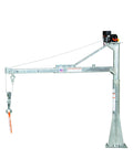 Smooth Operator DC Powered Jib Crane With Galvanized Build and Telescoping Boom handles heavy loads with a 360° swivel design.