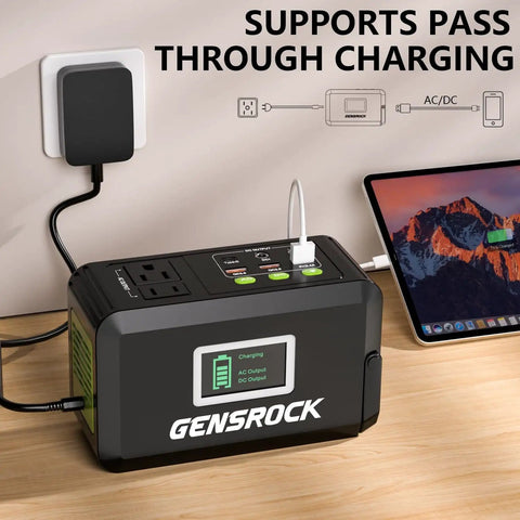 Beast 24000mAh Portable Power Bank With Dual 150W Peak AC Outlets And 8 Ports connected to laptop showing charging status