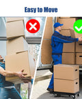 Comparison of carrying boxes vs using Heavy Duty Furniture Moving Dolly With Wheels for easy transportation and setup.