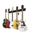 Guitar Wall Rack For Acoustic And Electric Guitars With Five Padded Arm Hangers And Adjustable Hangers Dual 24 Inch Slatwall Rails Black Wall Mount Organizer Made In USA holding five guitars