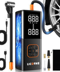 Portable Tire Inflator Air Compressor, 5X Faster Cordless Pump With 180 PSI, Built-In Rechargeable Battery, Digital Pressure Gauge