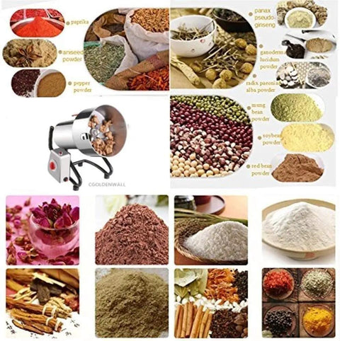 High Speed Electric Grain Mill Grinder Pulverizer For Kitchen Use, Vertical Design, 80 To 300 Mesh Powder Mill with various spices