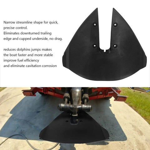 Hydrofoil Stabilizer For Boats Fits 15 To 300HP Outboard Engines Marine Fin Stabilizer mounted on motor with text description