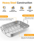15.6 Inch Nonstick Stainless Steel Roasting Pan with V Shaped Rack and Handles, Highlighted Features, Dishwasher Safe