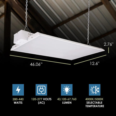 4Ft LED High Bay Lights For Warehouse And Shop, 400W, 54,000 Lumens, Selectable 4000K And 5000K, Heavy Duty Industrial Grade