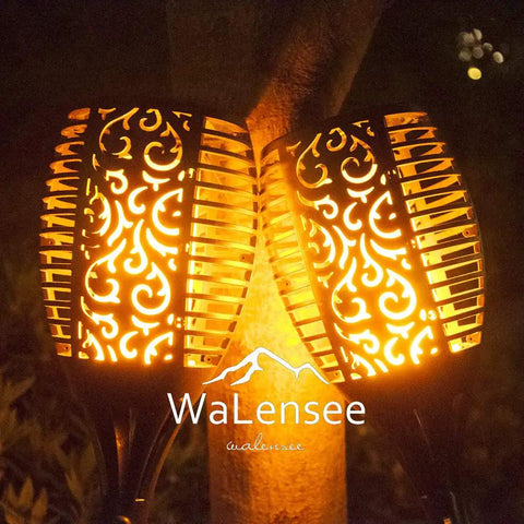 Lit Solar Torch Lights Outdoor With Realistic Flickering Flame 96 LED High Brightness 43 Inch Tall Waterproof Garden Pathway Torches glowing