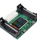 Digital 18650 Battery Capacity Tester Module With 1.77 Inch LCD Display For Li Ion Cells, Measures Capacity Internal Resistance Voltage Current And Power, Type C Power Input, Ideal Battery Health Detector; green PCB with dual battery slots