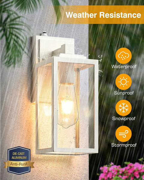 2 Pack Dusk To Dawn Outdoor Wall Lanterns Waterproof Aluminum Sconce Lights With Tempered Seeded Glass Built To Last