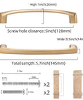 Diagram showing 10 Pack 5 Inch Champagne Bronze Cabinet Handles For Kitchen Cabinets And Furniture Pulls with dimensions and screws