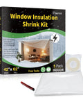 Easy DIY Window Insulation Kit For Winter With Plastic Shrink Film And Strong Tape Five Pack 42 Inch By 62 Inch Packaging
