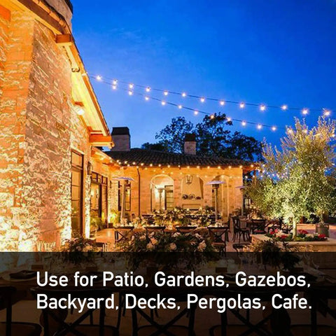 102Ft Outdoor String Lights With 35 Dimmable S14 LED Bulbs Waterproof Shatterproof Patio Lighting For Garden Backyard Porch Cafe Deck And Wedding
