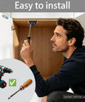 Man installing 4 Pack Black Magnetic Touch Latch Set For Cabinets Doors Drawers And Closets with screwdriver and drill