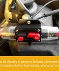 Heavy Duty 60A Manual Reset Inline Fuse Packing Knockout Overload Protection For Car Audio Stereo Solar Inverters And Rvs Beefy Circuit Breaker Ready To Roll mounted on vehicle wiring.