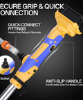 Cordless Water Transfer Pump With 20V Max Battery, 32 Ft Lift, quick-connect fittings, anti-slip handle, close-up view