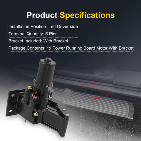Power Running Board Motor Left Driver Side Replacement For Ford F150 2007 2014 3.5L To 6.2L V8 Models With Front Left Motor And Mounting Bracket for 5-pin install