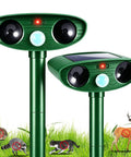 2 Pack Ultrasonic Deer Repellent With Motion Sensor For Garden And Yard, motion-activated green solar pest deterrents