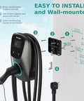 Wall-mounted Level 2 EV Charger With WiFi App And Plug In And Go 48 Amp Hardwired Or 38 MPH On NEMA 14 50 Plug assembly guide.