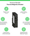 QO1515C 15 Amp Circuit Breaker With Thermal Magnetic Trip And Visi Trip Indicator for QO panels tandem ready, front view.