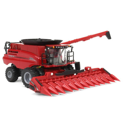 1/64 Axial-Flow 8260 Combine Diecast Model With Folding 4412F Corn Head And 40Ft Draper Head, Realistic Cab Interior visible