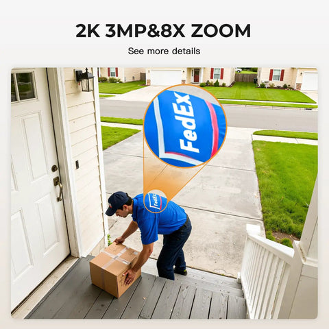 2K Home Security Cameras For Indoor And Outdoor Monitoring With Phone App, Wired Plug And Play, FedEx delivery capture