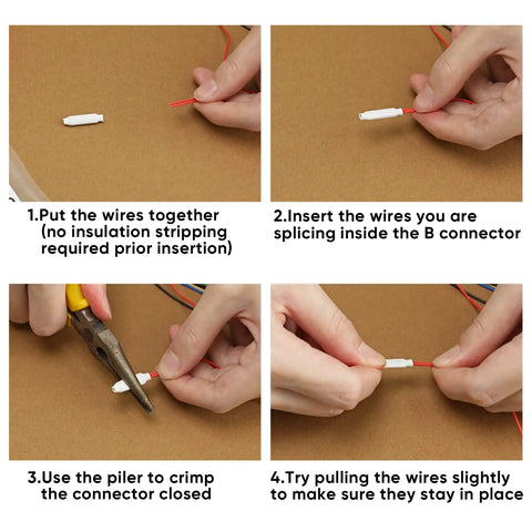 Step-by-step guide using 100 Pcs Low Voltage B Connectors Crimp Splice Terminals For AWG 22 26 Dry Bean Style