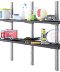 Two Shelf Wall Mounted Storage Shelving System Built From Heavy Duty Resin For Outdoor Sheds Space Saving Organizer for tools and gear