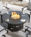48 Inch Round Propane Fire Pit Tabletop Outdoor Heater With Auto Ignition 55000 BTU CSA Certified with Windproof Glass Lava Rocks on patio