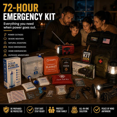 Family using Be Ready For Anything With This All In One Ultimate Bug Out Bag Emergency Kit For Families And Vehicles A 72 Hour Survival Backpack Packed With First Aid Water Filtration Emergency Lighting Communication Tools Power Solutions And Outdoor Prep Gear at home during power outage