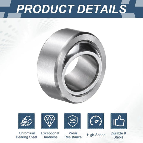 COM9T Spherical Plain Bearings 2 Pack 9/16 Inch Chrome Steel Bushings showing smooth surface and internal round opening.