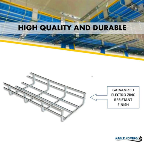 Bulk Pack Cable Tray 10 Feet Long By 6 Inches Wide By 2 Inches High Wire Mesh Cable Management Rack Organizer Basket Pro Grade Zinc Plated Steel NEC Approved For Network And Fiber Optic Cabling 90 Piece Set galvanized steel tray