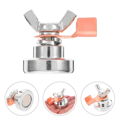 Heavy Duty Magnetic Welding Ground Clamp For Fast Attachment On Metal Rods Posts Railings And Tables, silver iron build, secure fit