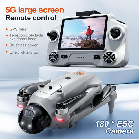 GPS Drone With Screen Remote Control, Brushless Motors, Real Time Obstacle Avoidance, Optical Flow Localization, Auto Return