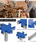 Beast Slab Flattening Router Bit 1/2 Inch Shank 2-1/2 Inch Cutting Diameter 6 Flute Surfacing Bit on workbench with craftsman.