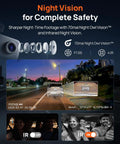 Beast 4K Front And Interior Dash Cam With Rear 1080P, showcasing night vision capabilities and infrared settings for safety.
