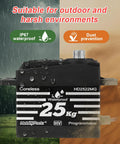 Waterproof RC Servo Pack Of 2 With Beefy 25KG Torque And 345 OzIn Coreless Motor Metal Gears in outdoor setting
