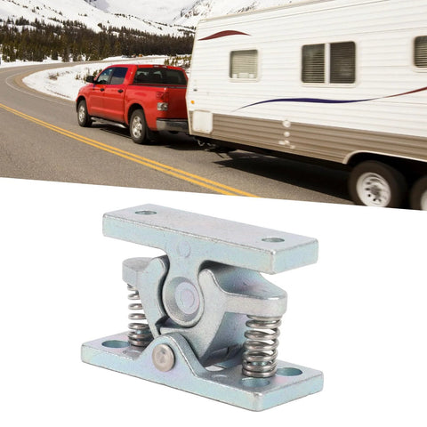 Spring Loaded Door Stop And Lock Catch Pair with dual roller design for RV trailers and boats, showcasing zinc alloy construction.