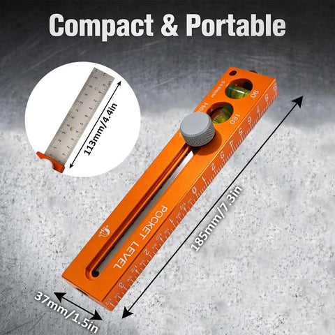 Nailed It 4-In-1 Aluminum Marking Level Ruler With Dual Industrial Magnets, Sliding Depth Gauge, And Flexible Angle Finder For Swift Woodworking And Carpentry Jobs