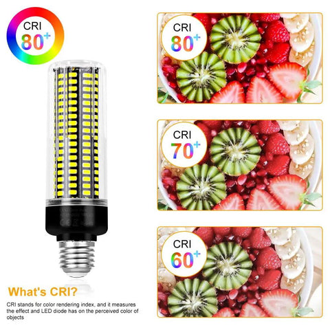 Six Pack 350W Equivalent LED Corn Light Hella Bright 6000K Daylight Bulb 4041 Lumen E26 E27 Base with CRI comparison images