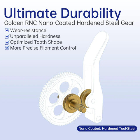 Panda Claw Upgraded Extruder Brass Gear For Bambu Lab A1 And A1 Mini 3D Printers With Golden RNC Nano Coating And Steel Teeth